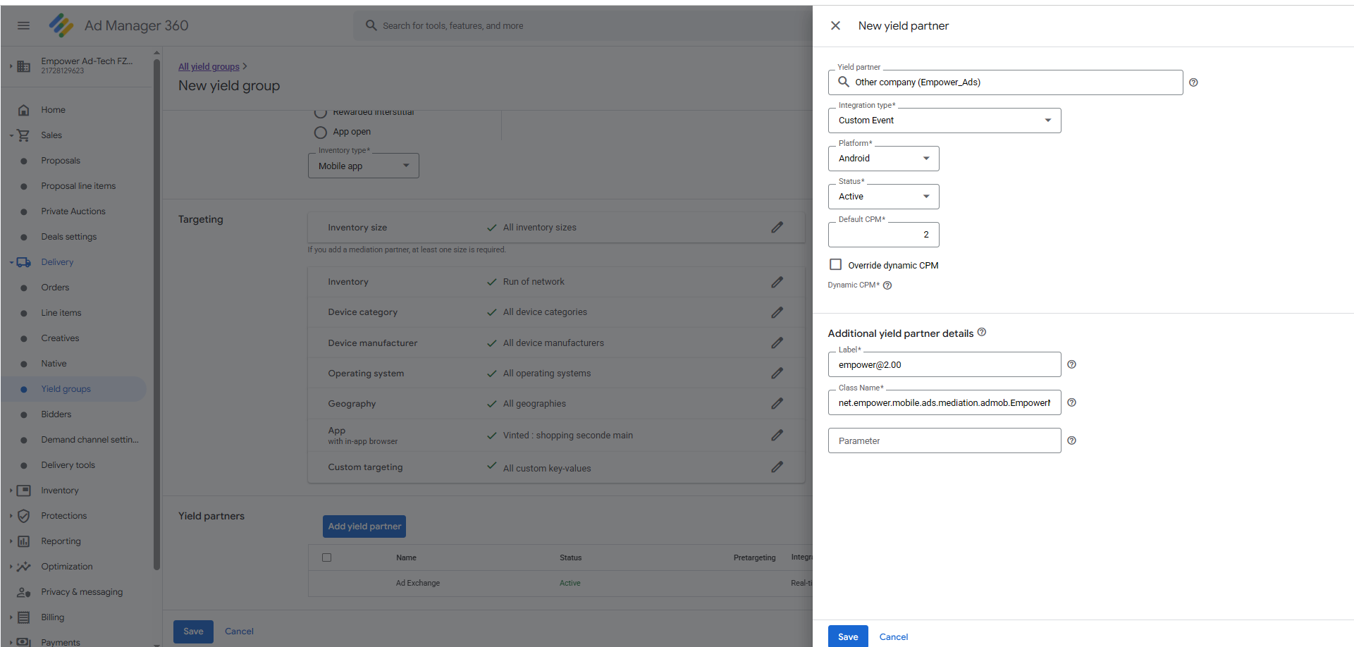 Empower Custom Adapter Configuration in GAM