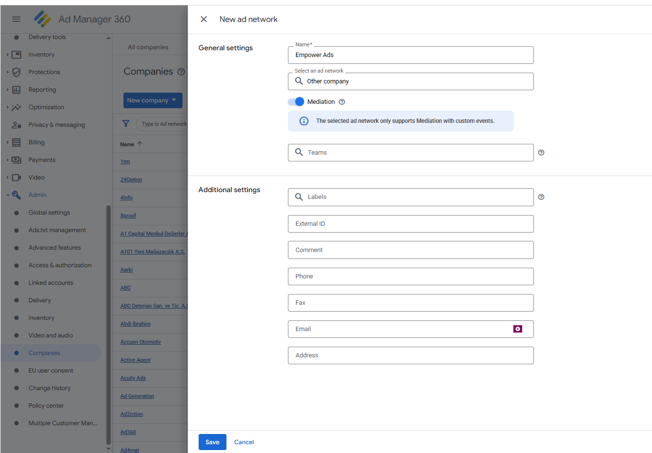 Empower Custom Adapter Configuration in GAM