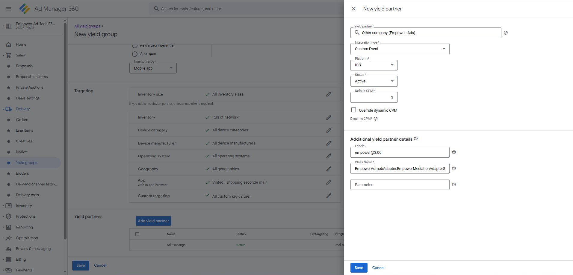 Empower Custom Adapter Configuration in GAM